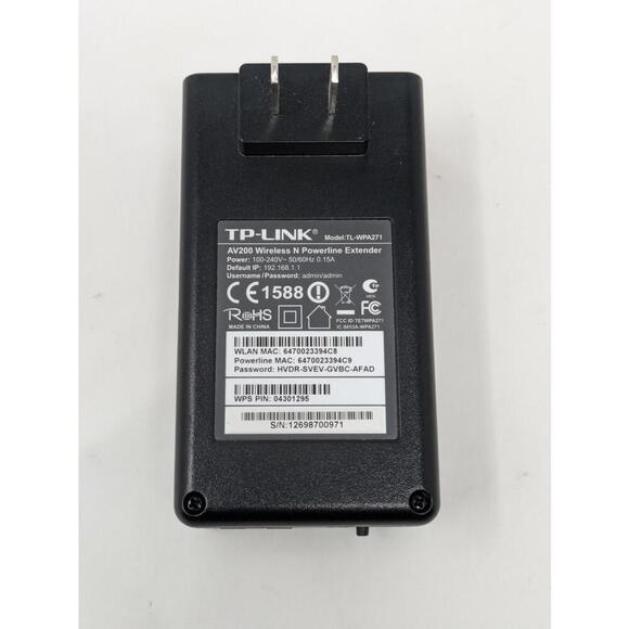 1x TP-LINK 150Mbps AV200 Wireless N Powerline Extender TL-WPA271 - 150Mbps - Picture 3 of 5